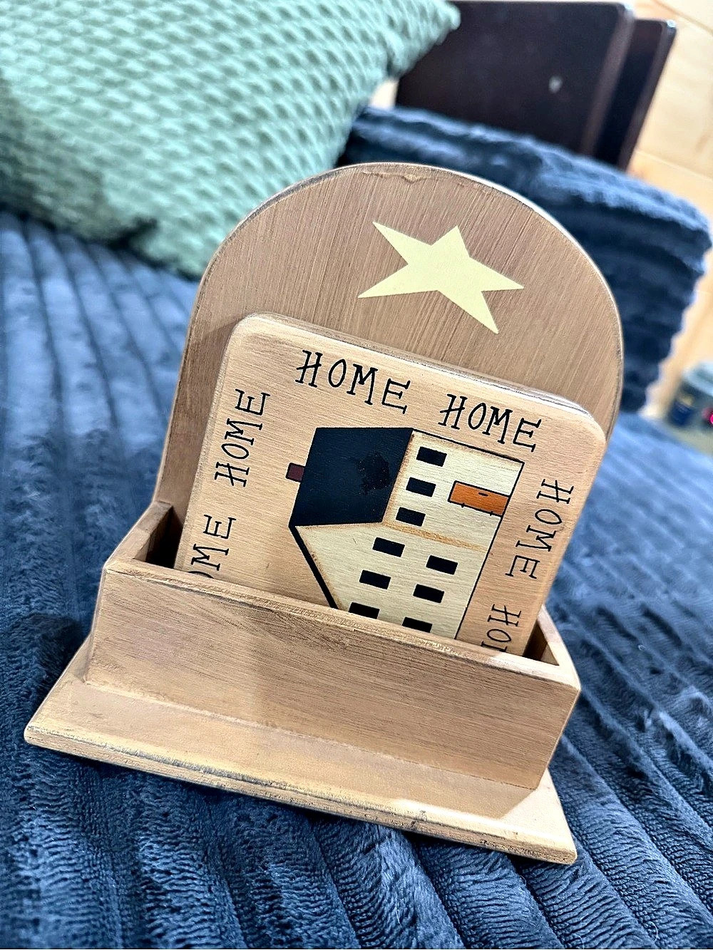 Wooden Coaster Set Holder Brown